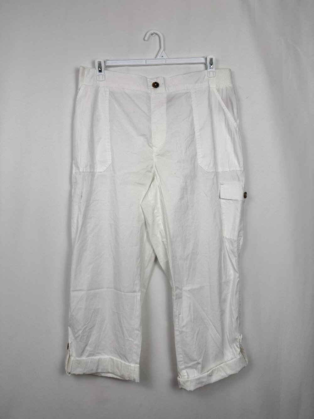 Iyla Womens XL Cloud Dancer White Straight Crop Cargo Pants
